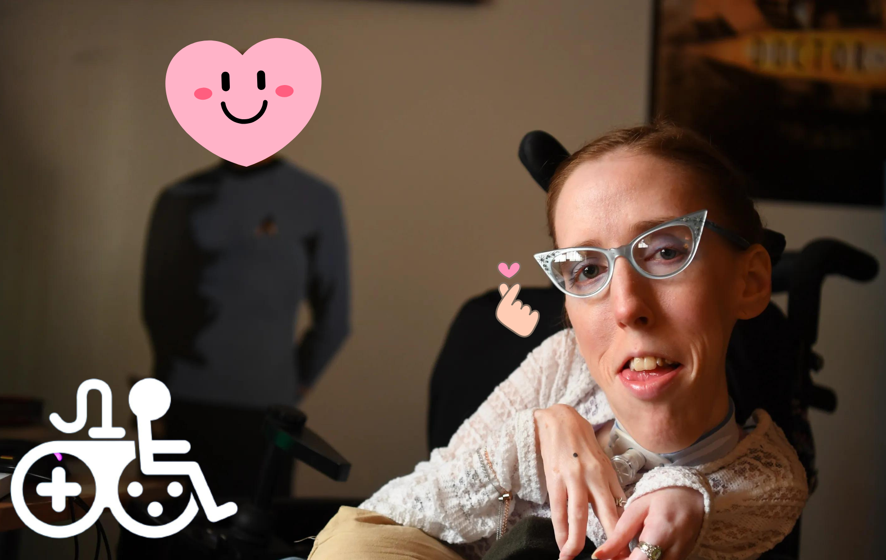 Disabled female gamer playing video games